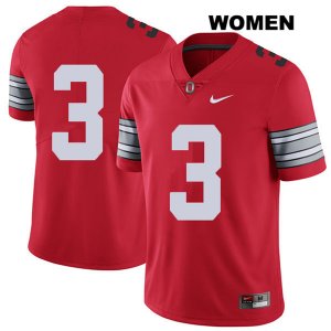 Women's NCAA Ohio State Buckeyes Damon Arnette #3 College Stitched 2018 Spring Game No Name Authentic Nike Red Football Jersey FP20K62RV